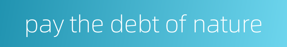 pay the debt of nature的同义词