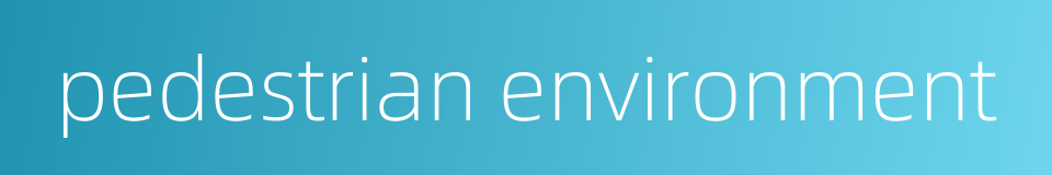 pedestrian environment的同义词