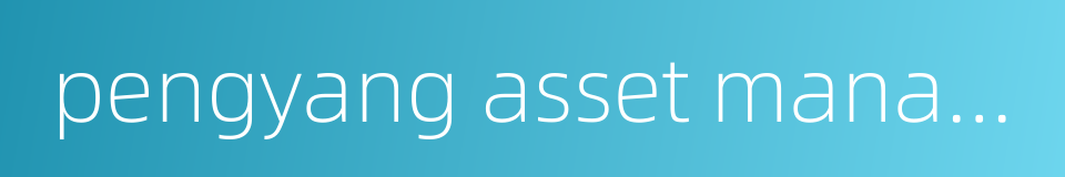 pengyang asset management co ltd的同义词