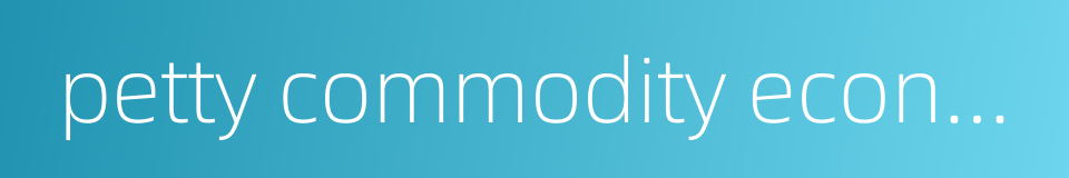 petty commodity economy的同义词