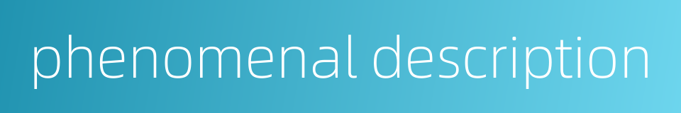 phenomenal description的同义词