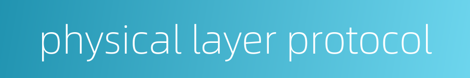 physical layer protocol的同义词