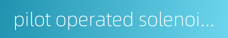 pilot operated solenoid valve的同义词