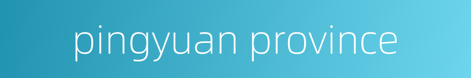 pingyuan province的同义词