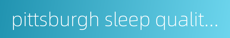 pittsburgh sleep quality index的同义词