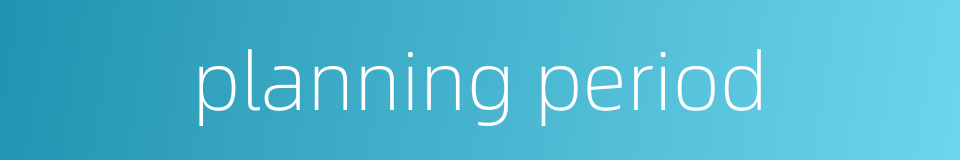 planning period的同义词