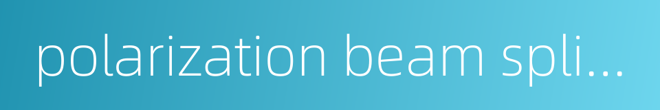 polarization beam splitter的同义词
