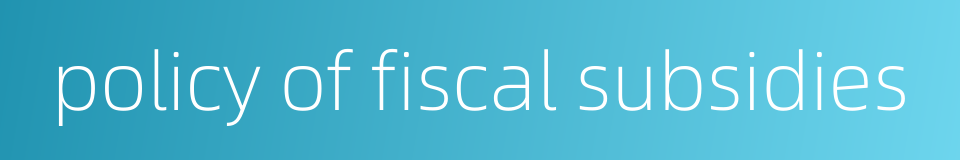 policy of fiscal subsidies的同义词