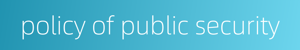 policy of public security的同义词