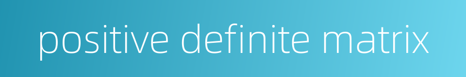 positive definite matrix的同义词
