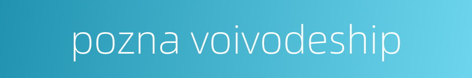 pozna voivodeship的同义词
