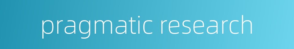 pragmatic research的同义词