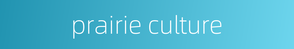prairie culture的同义词
