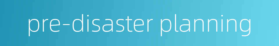 pre-disaster planning的同义词