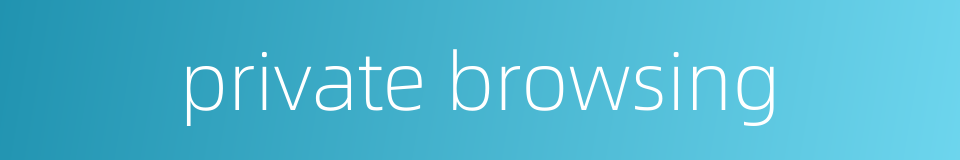 private browsing的同义词