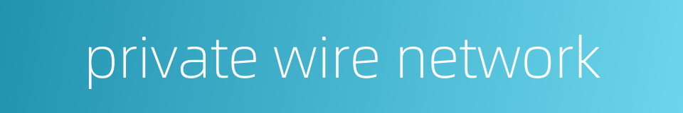 private wire network的同义词