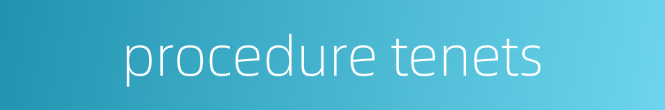procedure tenets的同义词