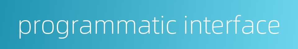 programmatic interface的同义词