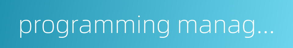programming management的同义词