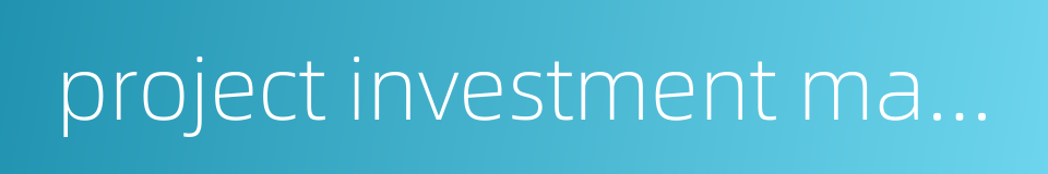project investment management的同义词