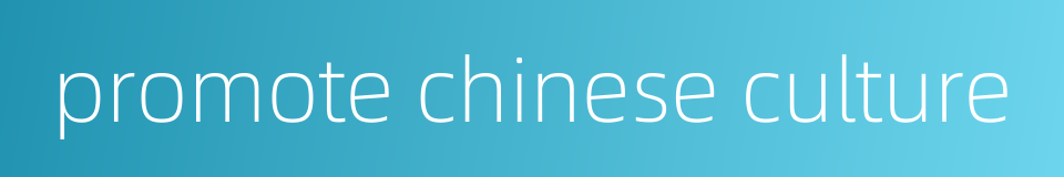 promote chinese culture的同义词