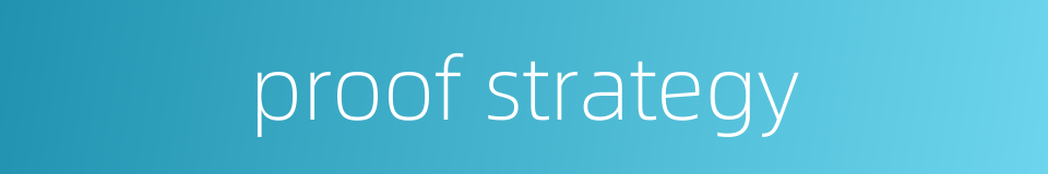 proof strategy的同义词