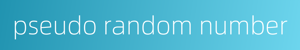 pseudo random number的同义词