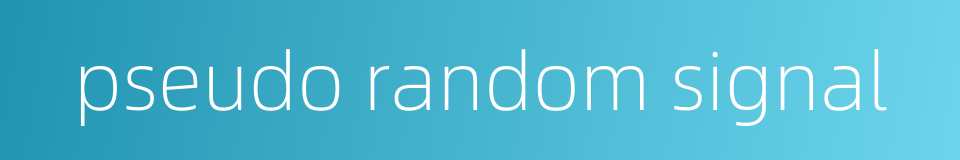 pseudo random signal的同义词