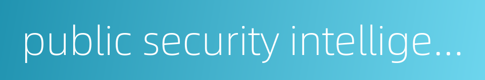 public security intelligence agency的同义词