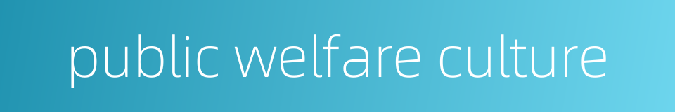 public welfare culture的同义词