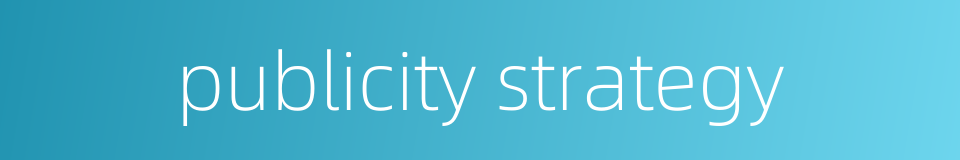 publicity strategy的同义词