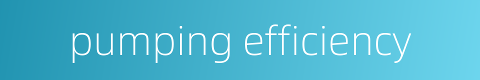 pumping efficiency的同义词