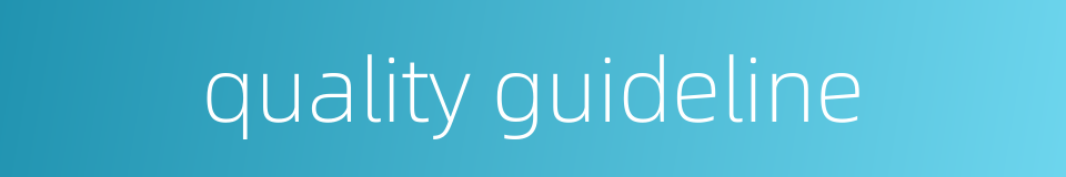 quality guideline的同义词