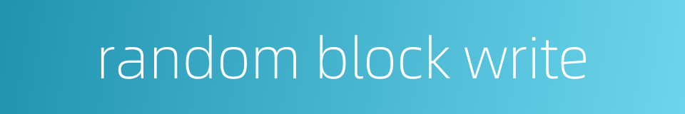 random block write的同义词