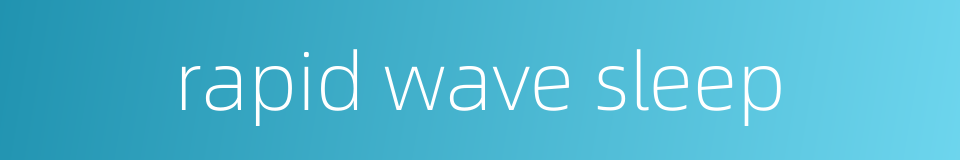 rapid wave sleep的同义词