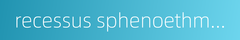 recessus sphenoethmoidalis的同义词