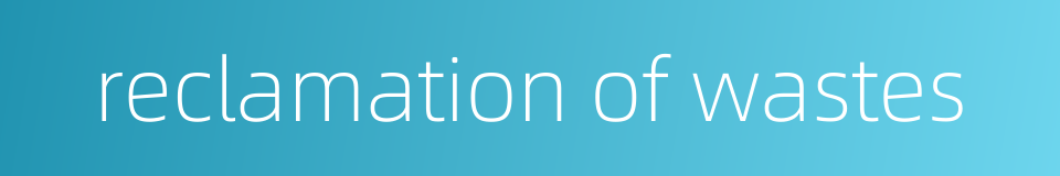 reclamation of wastes的同义词