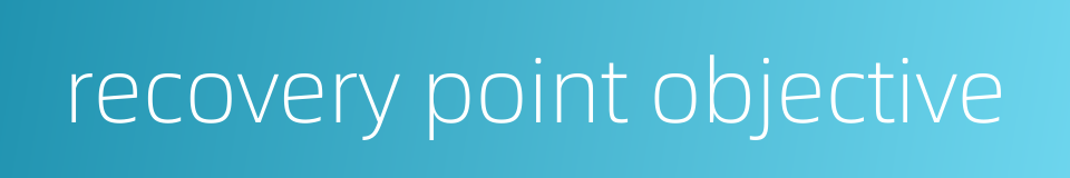 recovery point objective的同义词