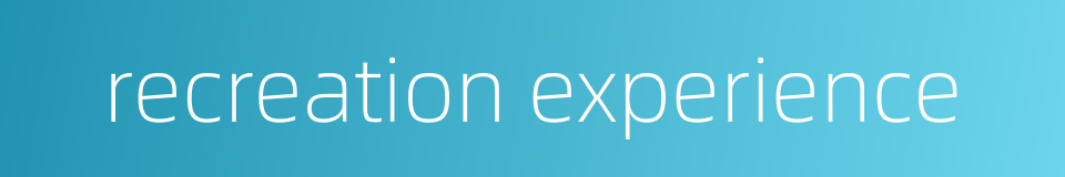 recreation experience的同义词