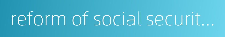 reform of social security system的同义词