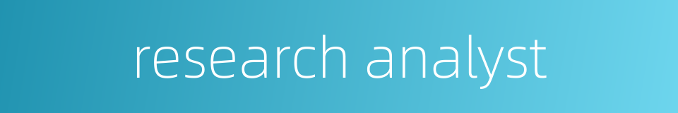 research analyst的同义词