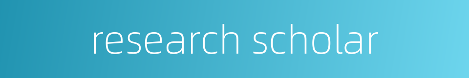 research scholar的同义词