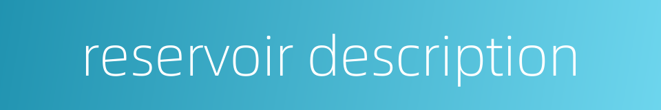 reservoir description的同义词