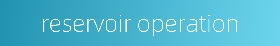 reservoir operation的同义词