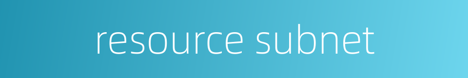 resource subnet的同义词