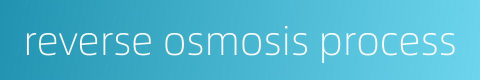 reverse osmosis process的同义词
