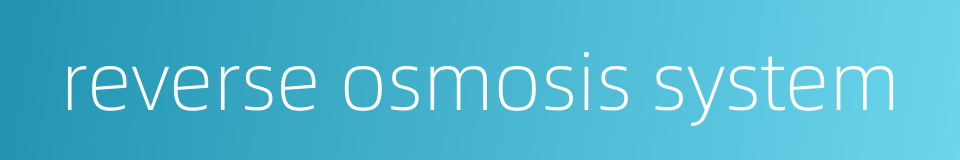 reverse osmosis system的同义词