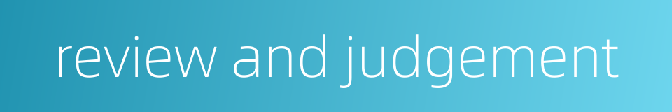 review and judgement的同义词