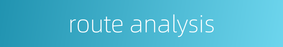 route analysis的同义词