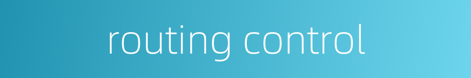 routing control的同义词